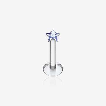 Star Gem Top Internally Threaded Labret-Tanzanite